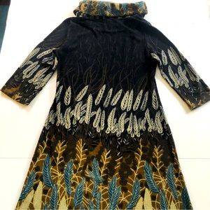 Autumn dress turtleneck feather print
